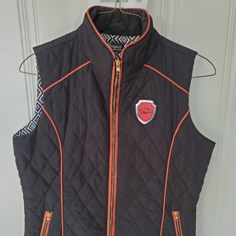 Arkansas Razorbacks Quilted Black Vest Game Day Couture Women’s Size 2XL (EUC)